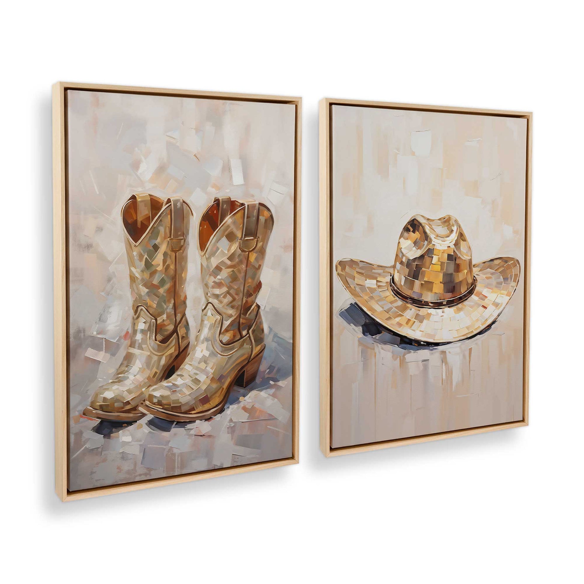 [Color:American Maple], Picture of art in a American Maple frame at an angle