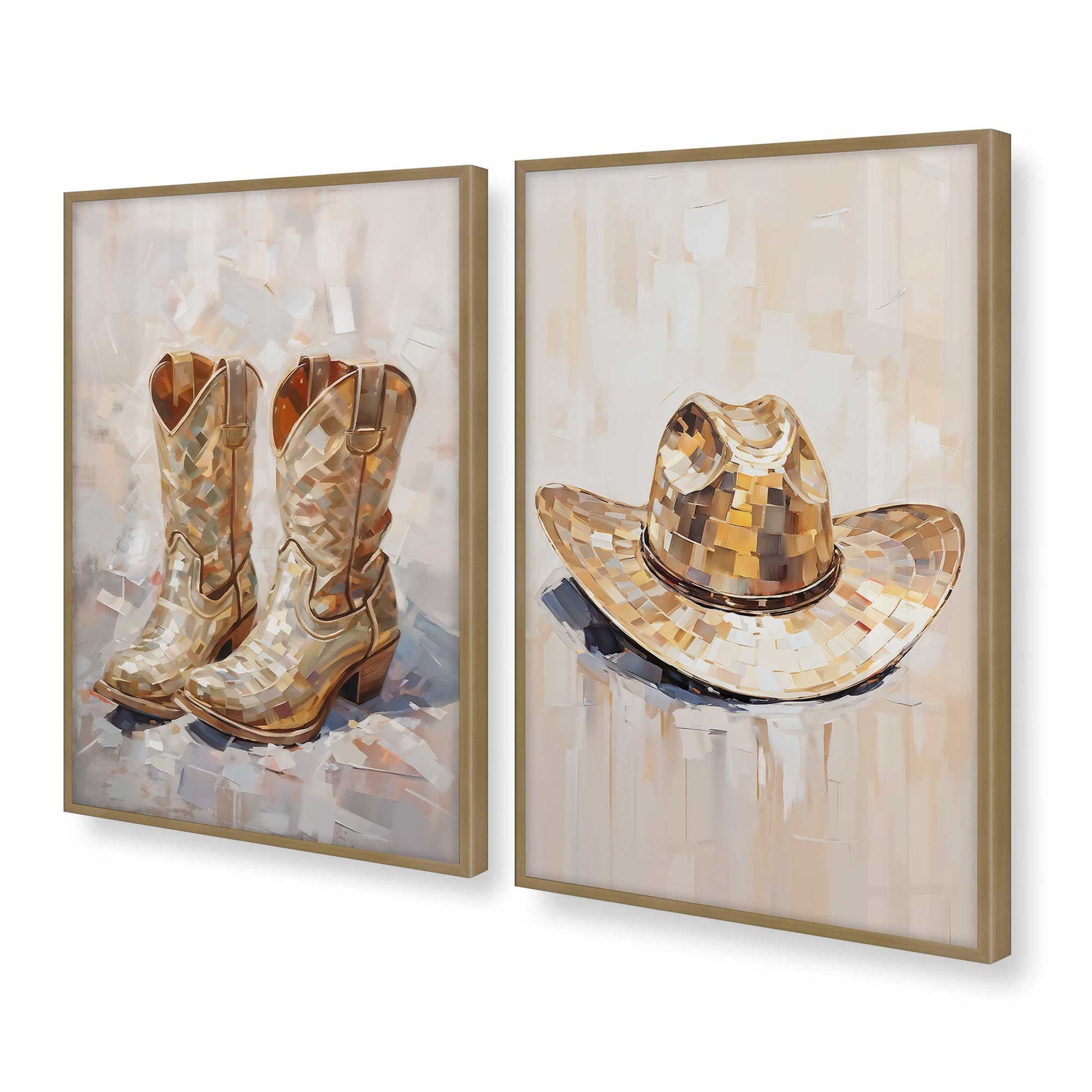 [Color:Brushed Gold], Picture of art in a Brushed Gold frame at an angle