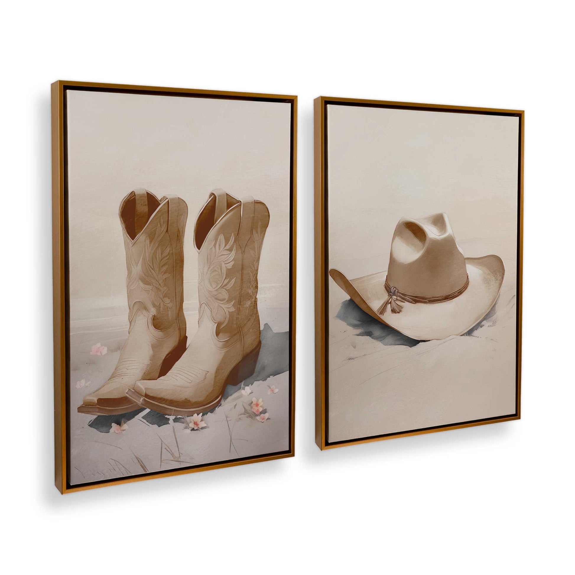 [Color:Polished Gold], Picture of art in a Polished Gold frame at an angle