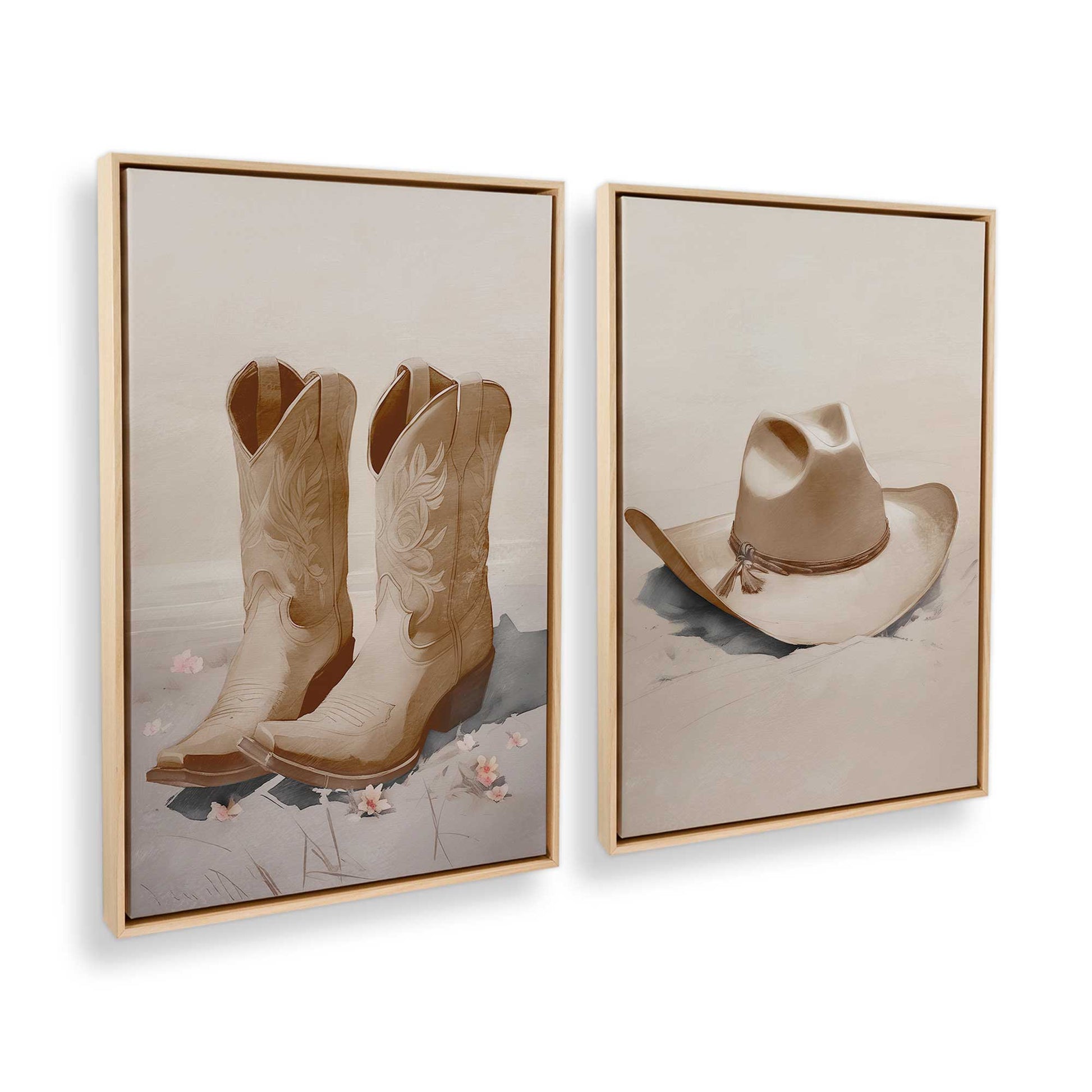 [Color:American Maple], Picture of art in a American Maple frame at an angle