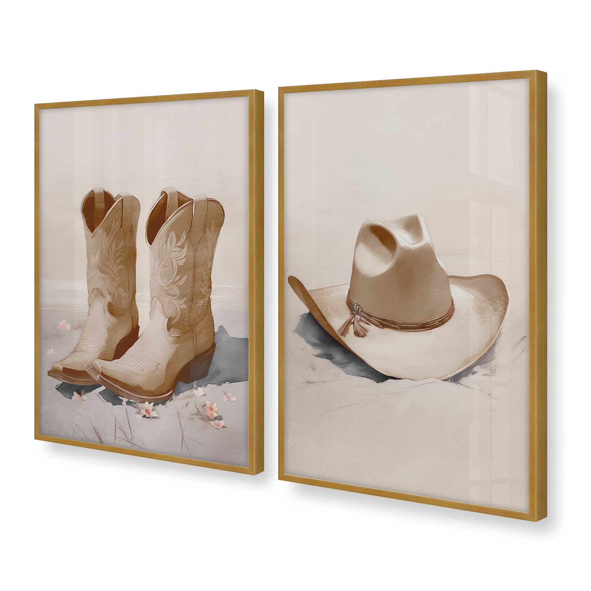 [Color:Polished Gold], Picture of art in a Polished Gold frame at an angle