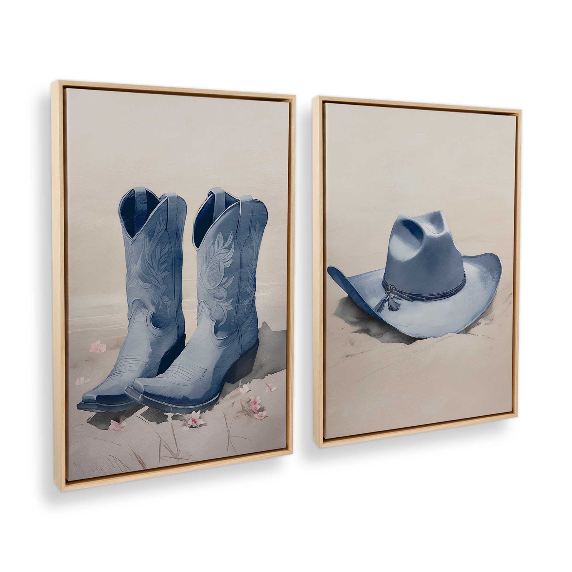 [Color:American Maple], Picture of art in a American Maple frame at an angle