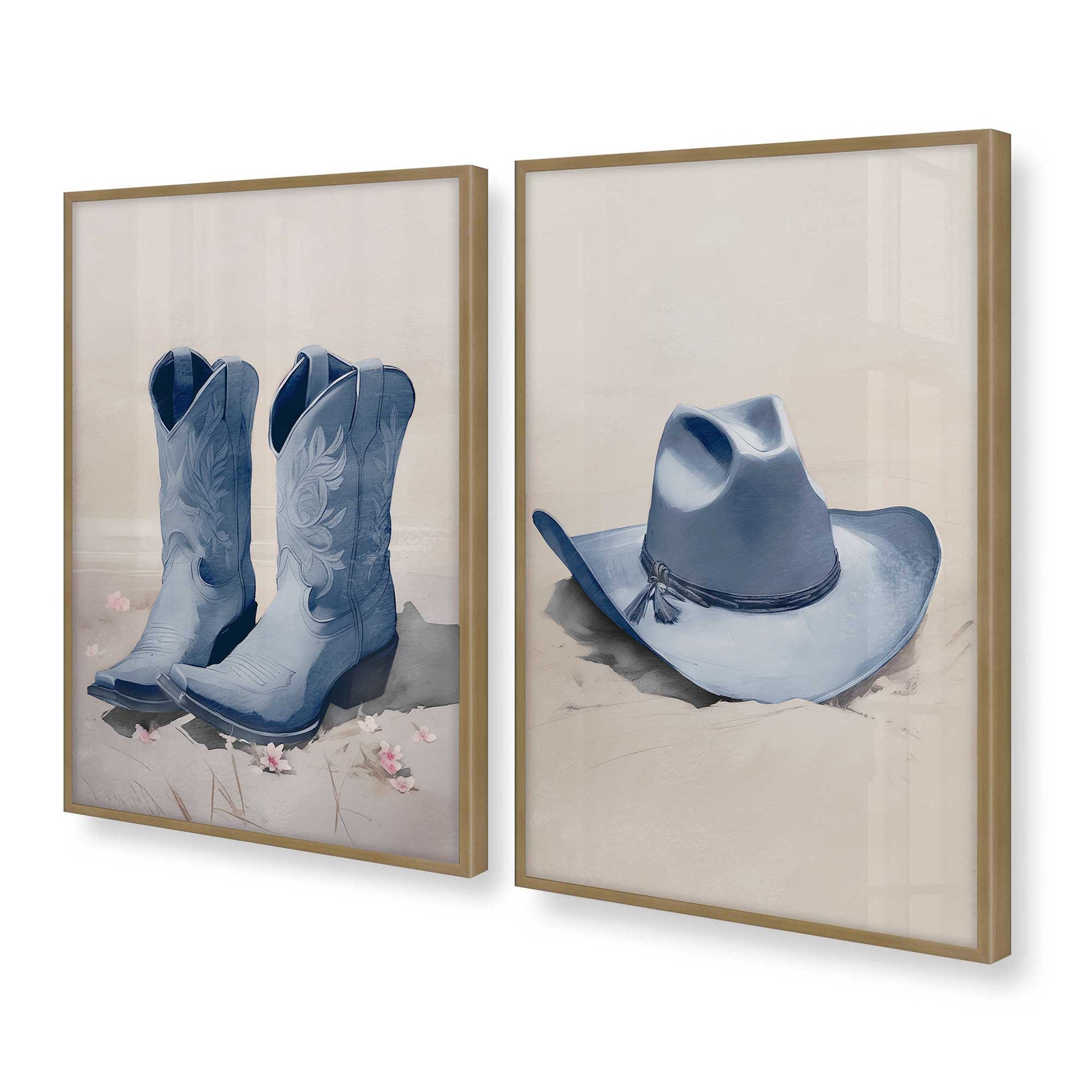 [Color:Brushed Gold], Picture of art in a Brushed Gold frame at an angle