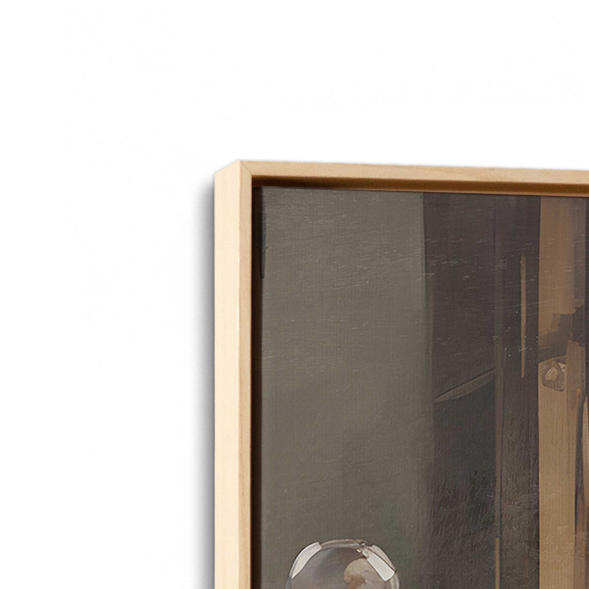 [Color:American Maple], Picture of art in a American Maple frame at an angle
