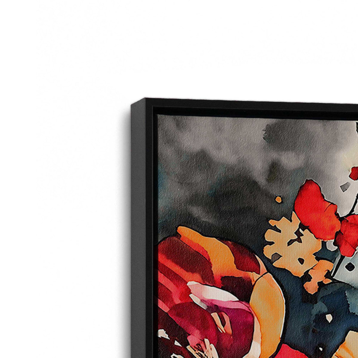 [Color:Satin Black], Picture of art in a Satin Black frame at an angle