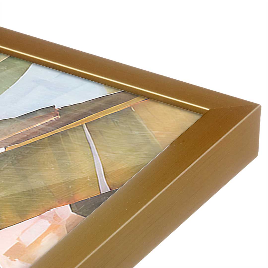 [Color:Polished Gold], Picture of art in a Polished Gold frame at an angle
