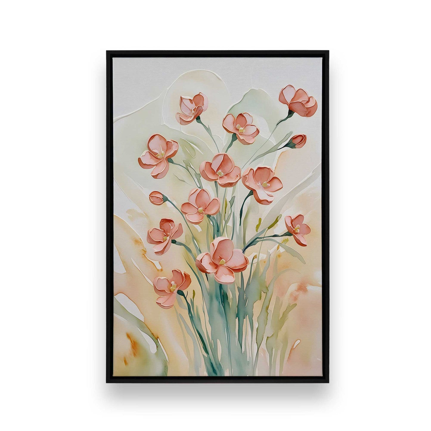 Peachy Flower Party, Set of 3 Canvas Prints