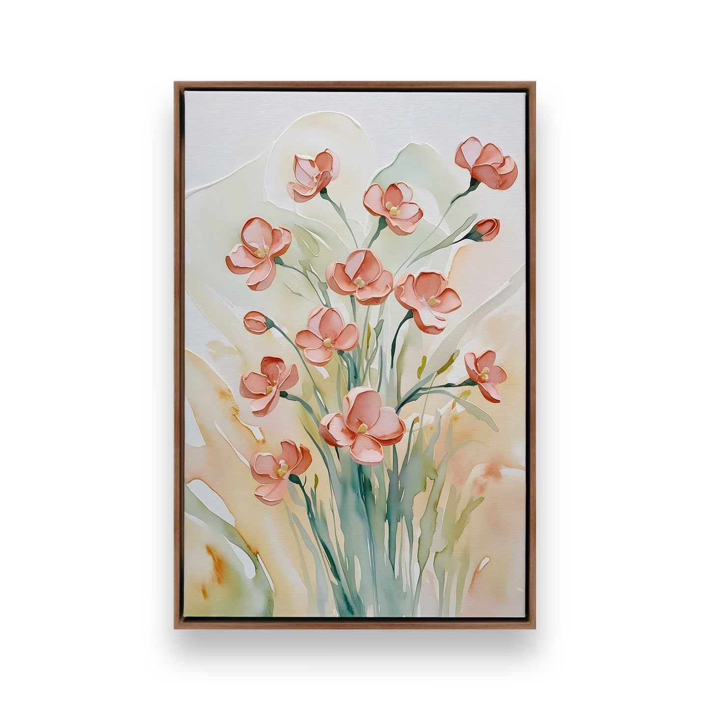 Peachy Flower Party, Set of 3 Canvas Prints