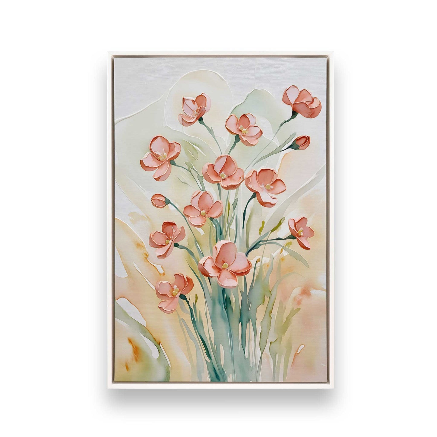 Peachy Flower Party, Set of 3 Canvas Prints