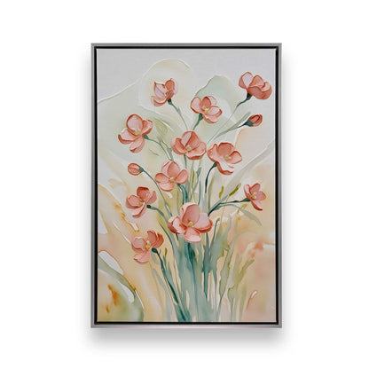 Peachy Flower Party, Set of 3 Canvas Prints