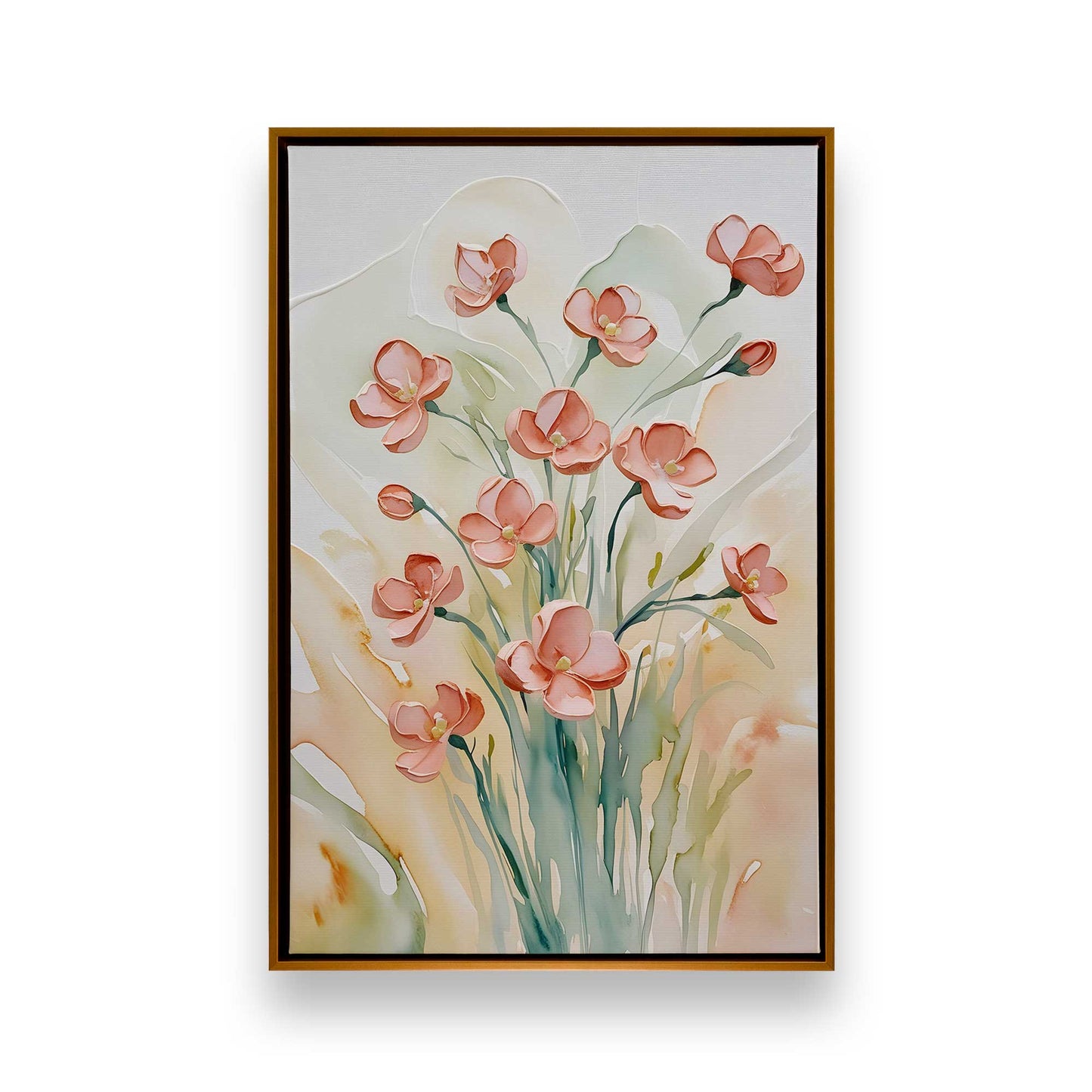 Peachy Flower Party, Set of 3 Canvas Prints