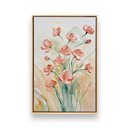Peachy Flower Party, Set of 3 Canvas Prints