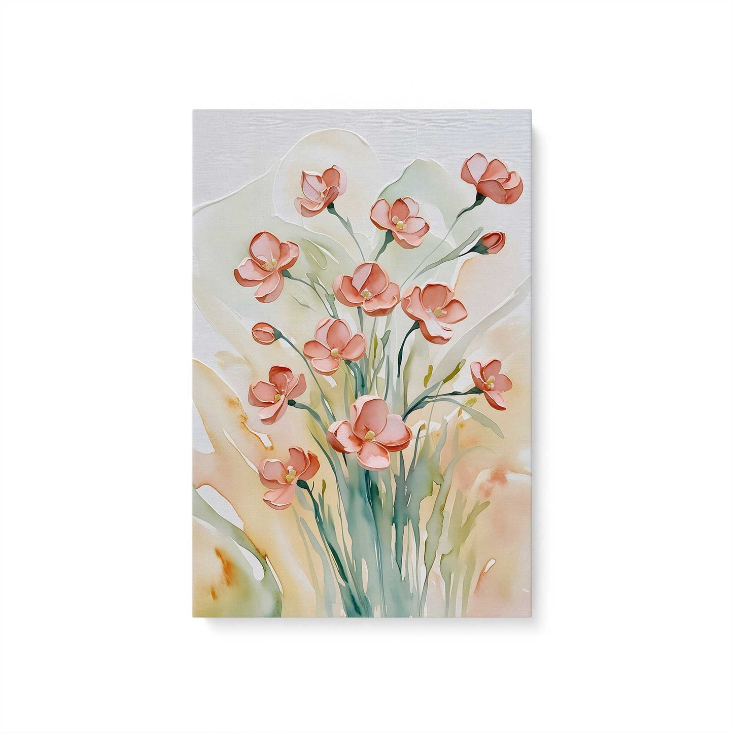 Peachy Flower Party, Set of 3 Canvas Prints