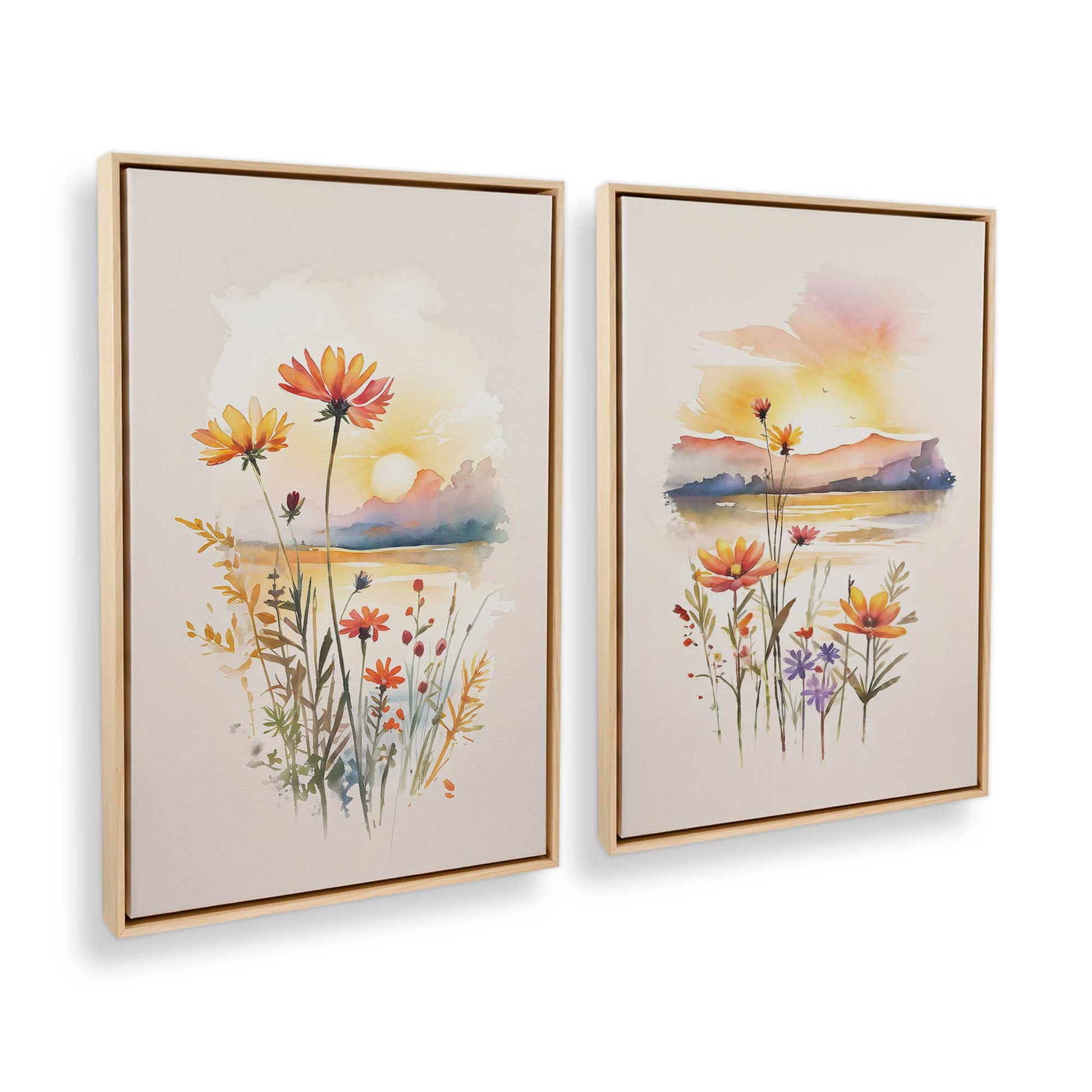 [Color:American Maple], Picture of art in a American Maple frame at an angle