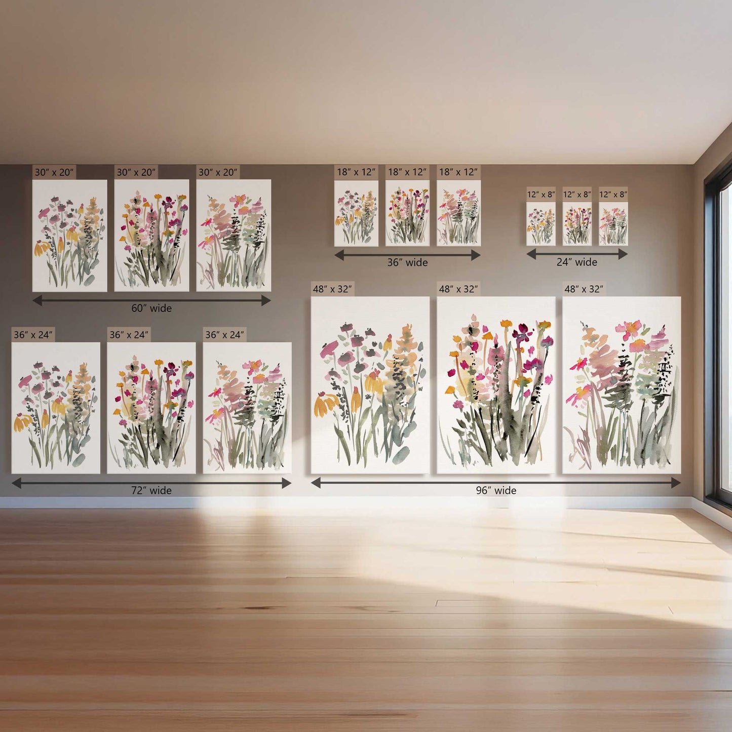 Pinky Meadow Pops, Set of 3 Canvas Prints
