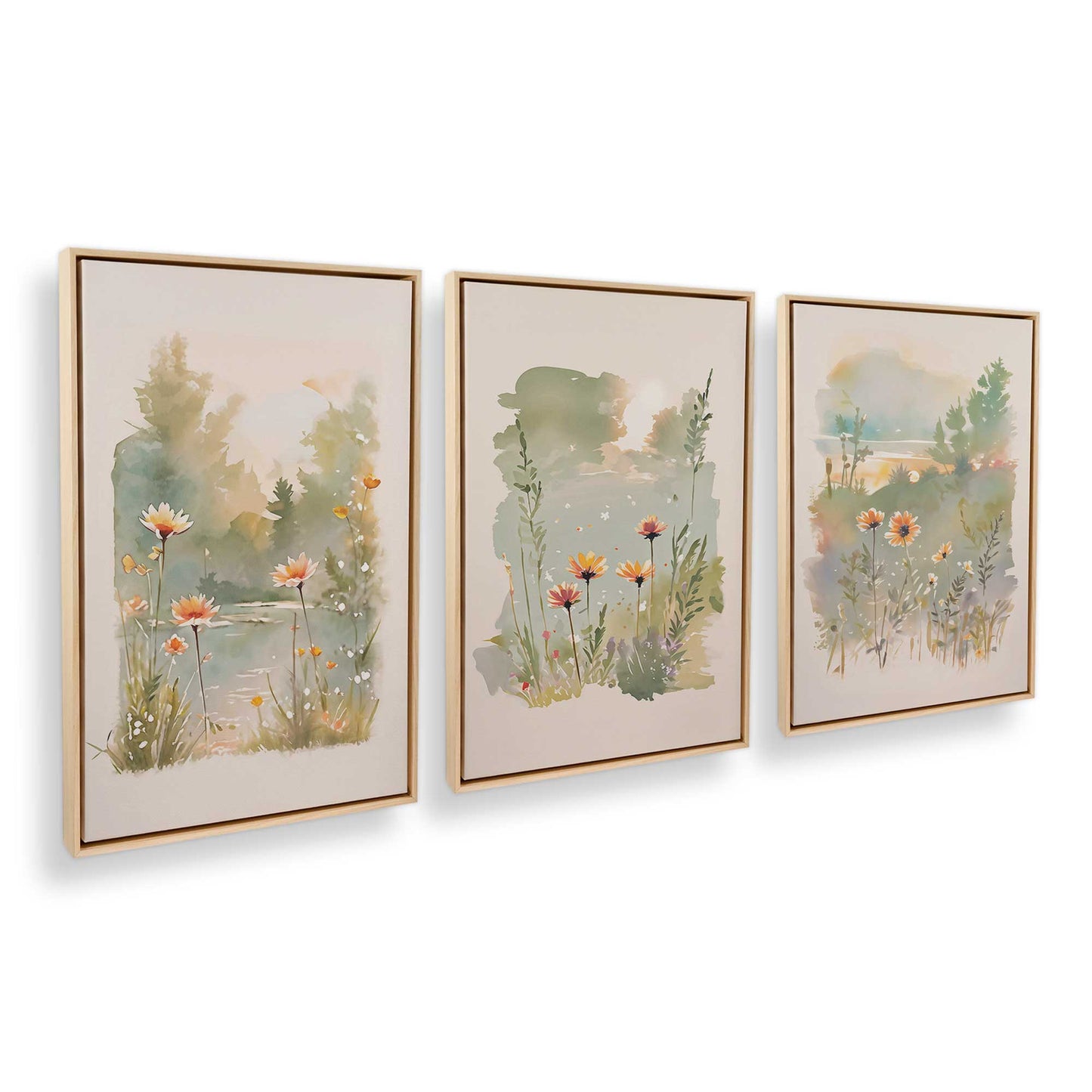 [Color:American Maple], Picture of art in a American Maple frame at an angle