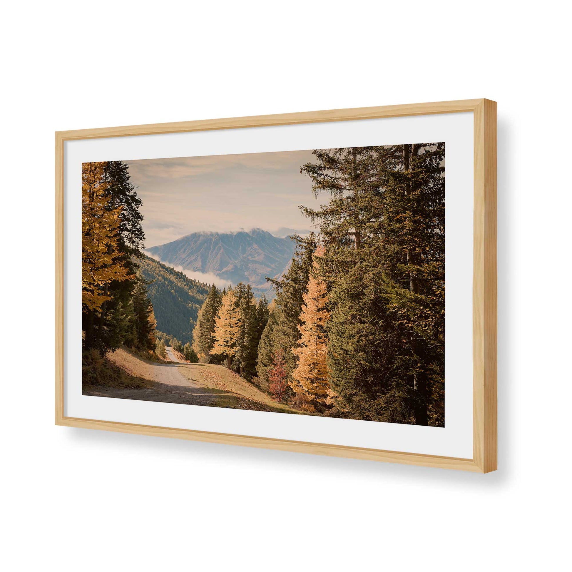[Color:American Maple], Picture of art in a Polished Chrome frame of the corner