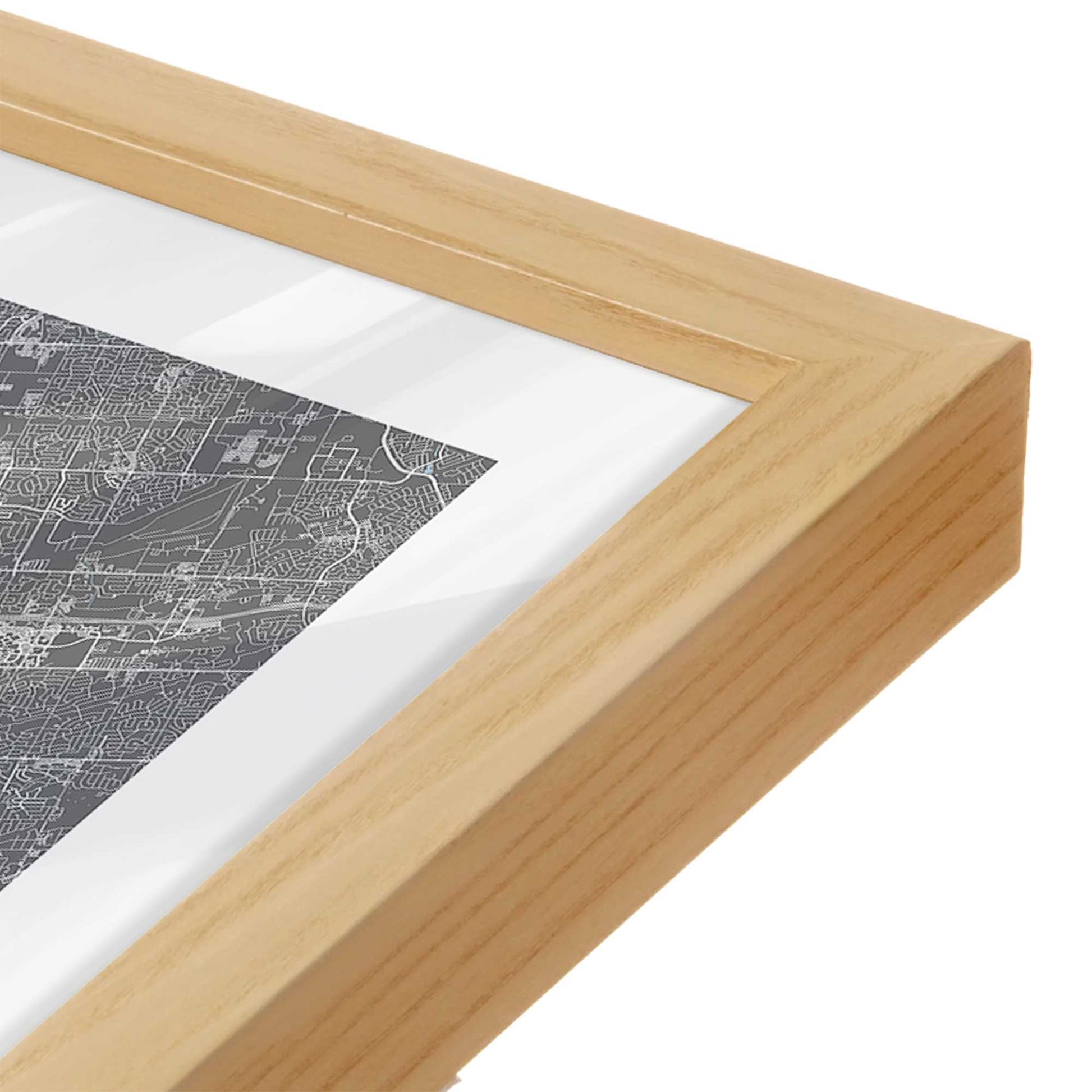 [Color:American Maple], Picture of art in a American Maple frame at an angle