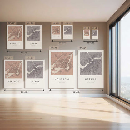 Ottawa & Montreal City Grids, Set of 2 Canvas Prints