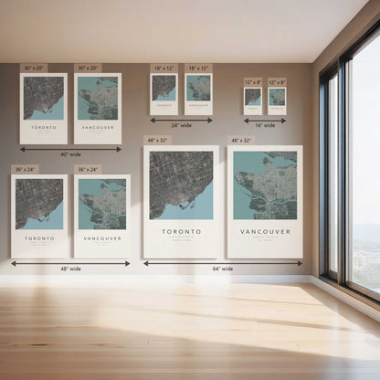 Vancouver & Toronto City Grids, Set of 2 Canvas Prints