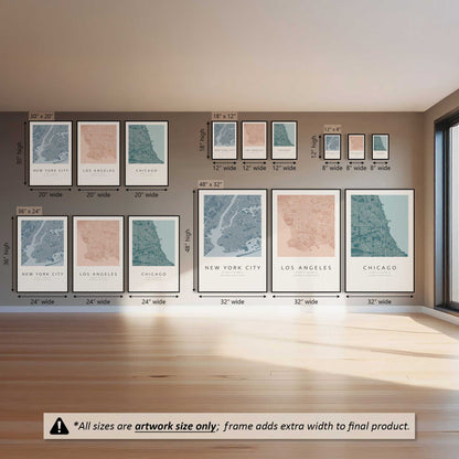 Chicago, Los Angeles & New York City Grids, Set of 3 Canvas Prints