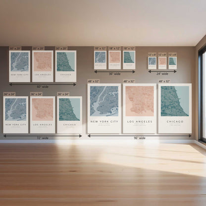 Chicago, Los Angeles & New York City Grids, Set of 3 Canvas Prints