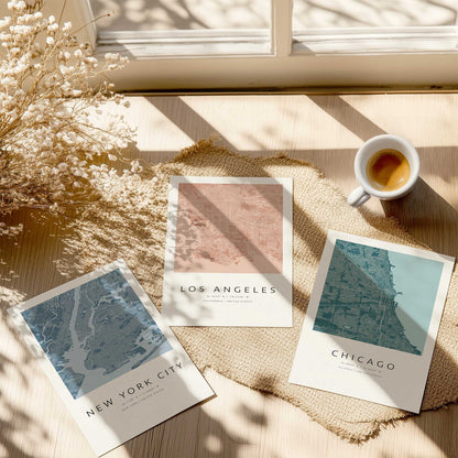 Chicago, Los Angeles & New York City Grids Set of 3 Art Prints