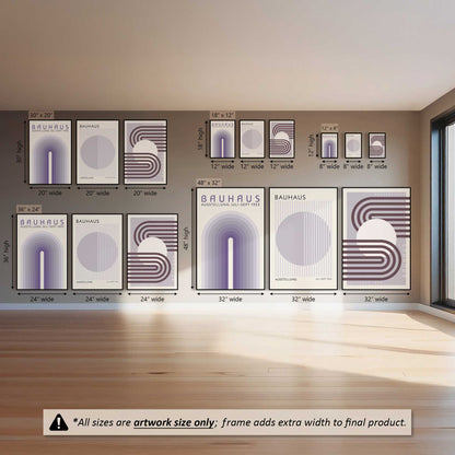 Lilac Bauhaus Trio, Set of 3 Canvas Prints