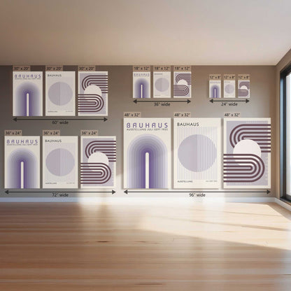 Lilac Bauhaus Trio, Set of 3 Canvas Prints