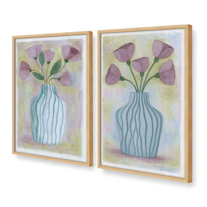 [Color:American Maple], Picture of art in a American Maple frame at an angle