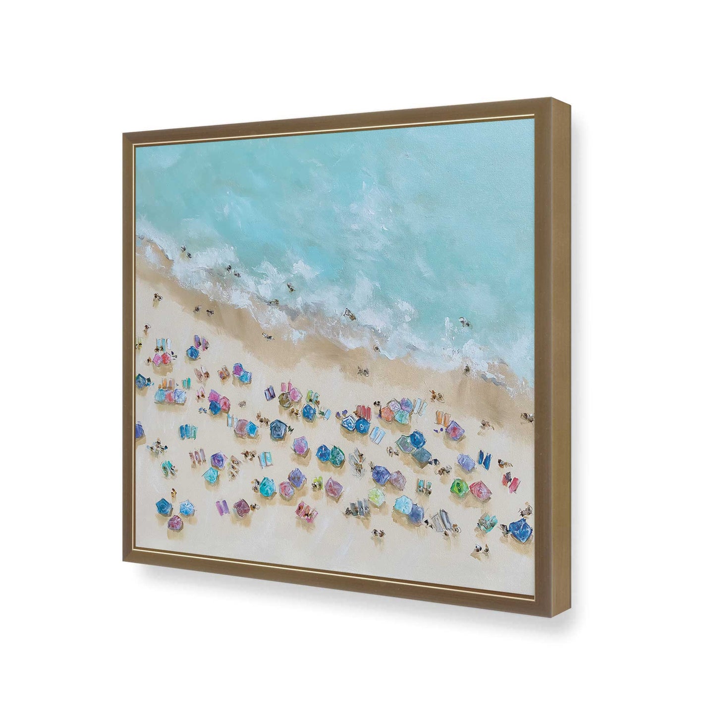 [Color:Brushed Gold], Picture of art in a Brushed Gold frame at an angle