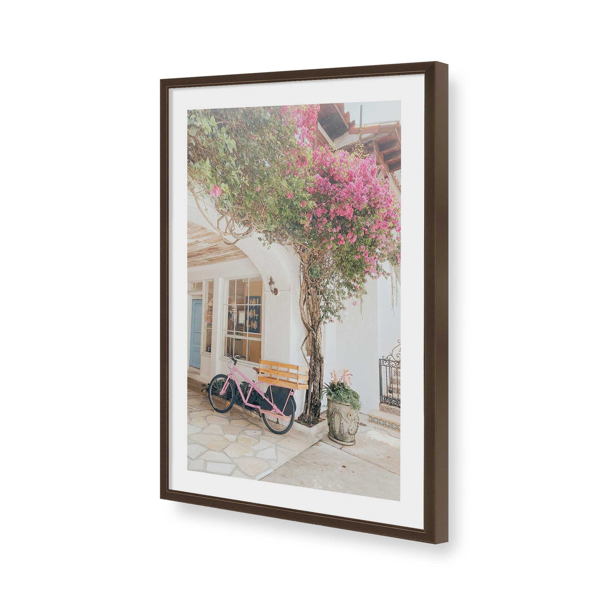 [Color:Brown], Picture of art in a Brown frame of the corner