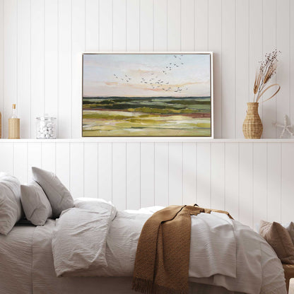 Birds Flying at Dawn Canvas Print