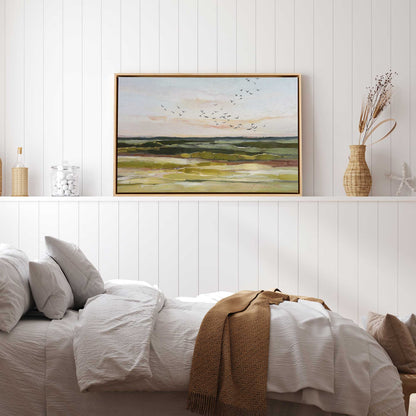 Birds Flying at Dawn Canvas Print