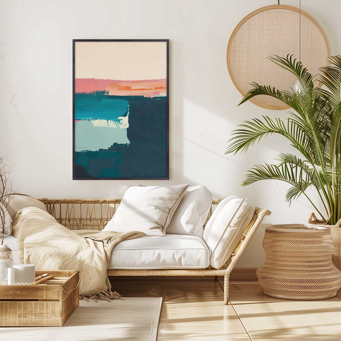 Pink and Blue Color Block I Art Print