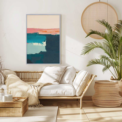 Pink and Blue Color Block I Art Print