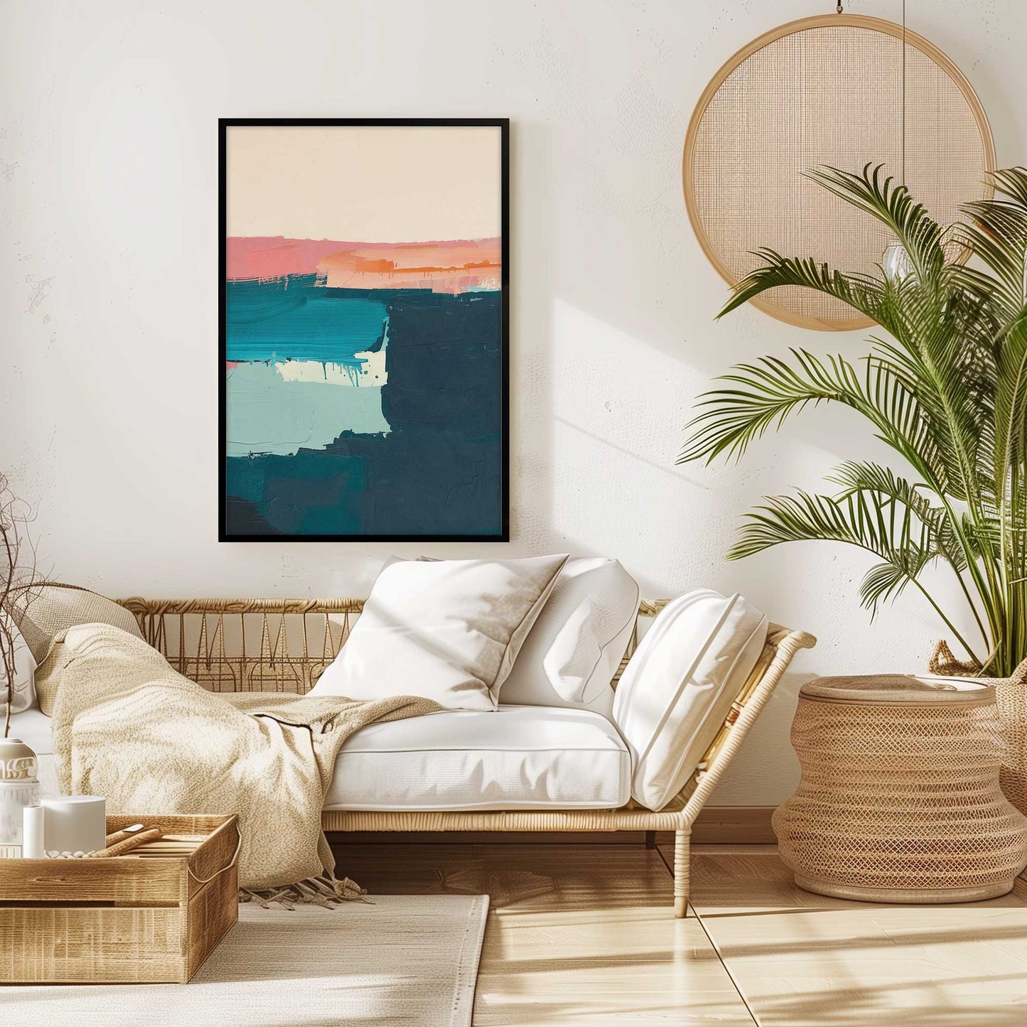 Pink and Blue Color Block I Art Print