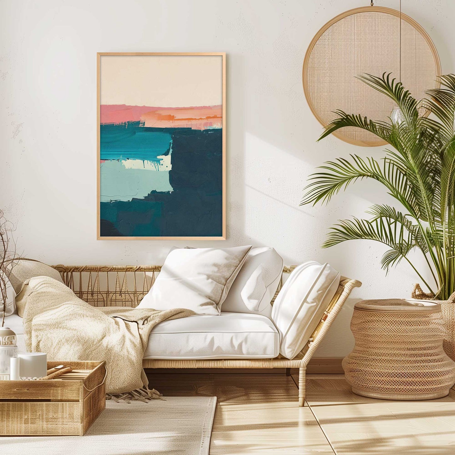 Pink and Blue Color Block I Art Print