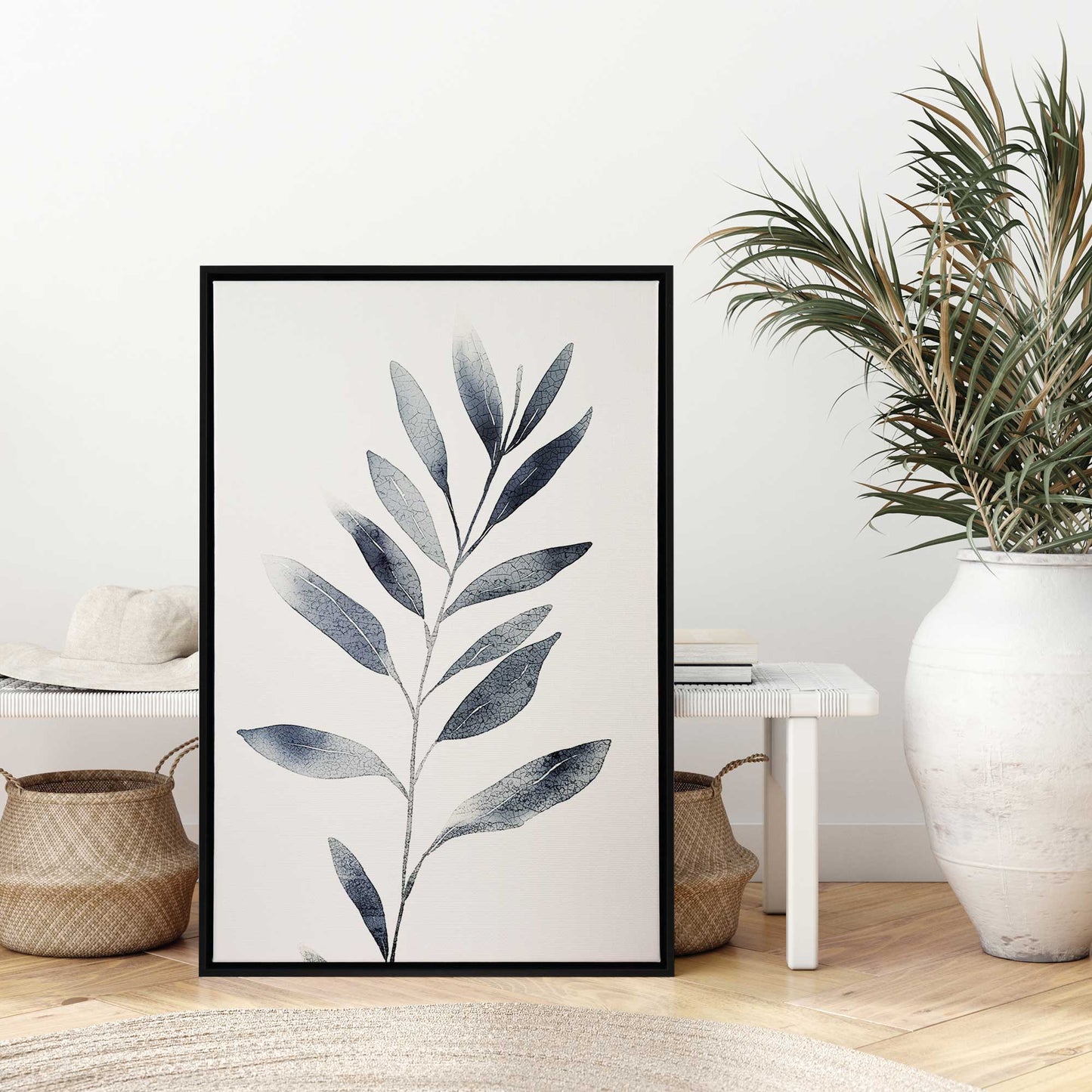 Soft Blue Leaves II Canvas Print
