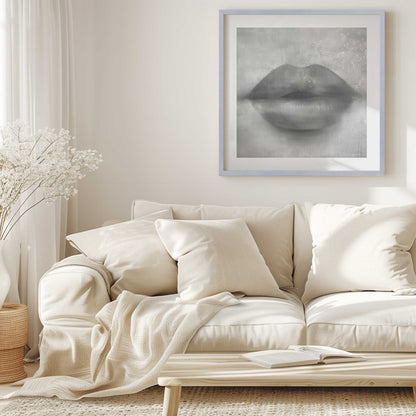 Grey Kiss Lips Art Print