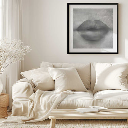 Grey Kiss Lips Art Print