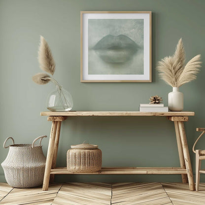 Green Kiss Lips Art Print