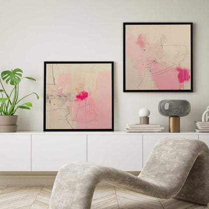 Pink Noise Abstract Canvas Print, Set of 2