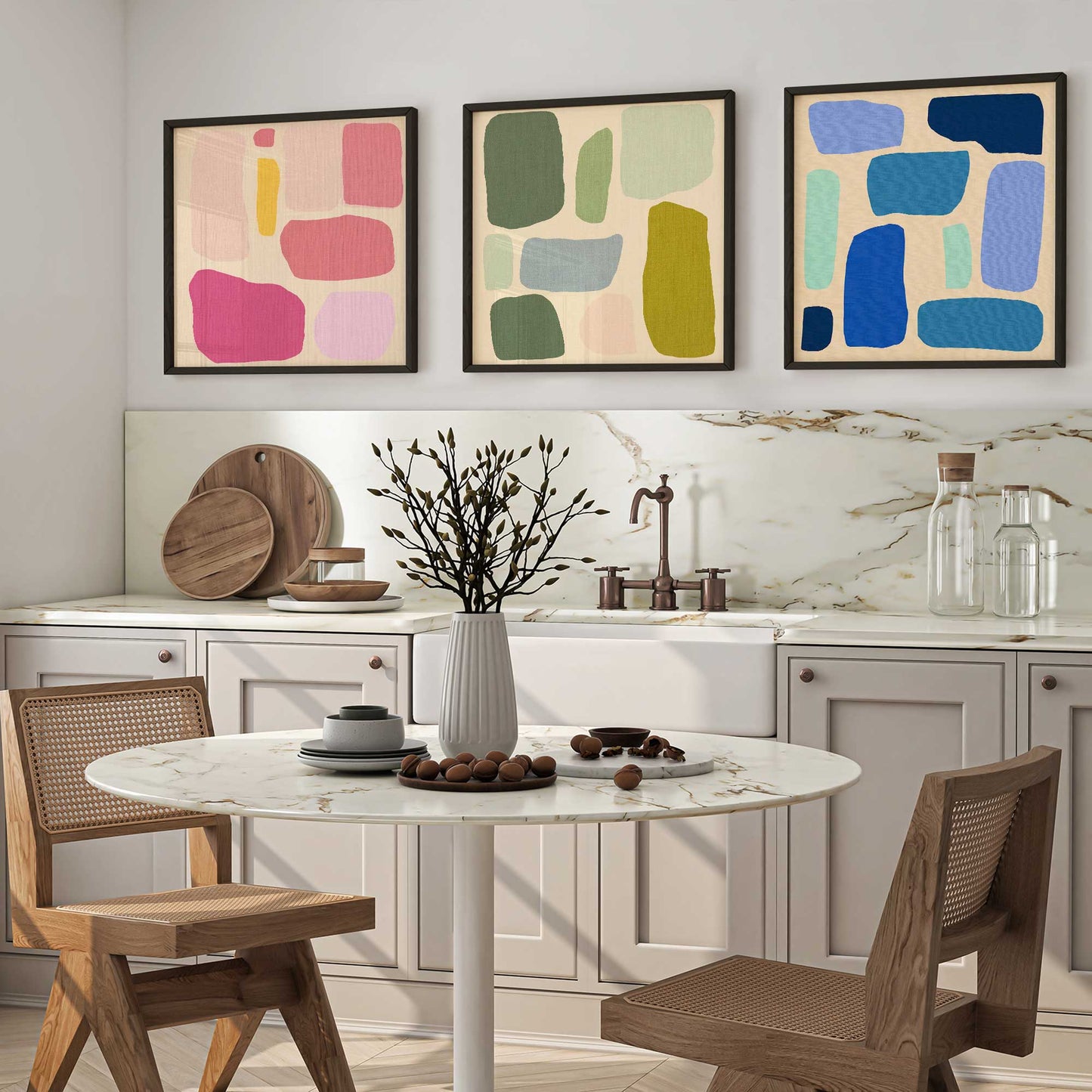 Colorful Abstract Pop Blocks Art Print, Set of 3