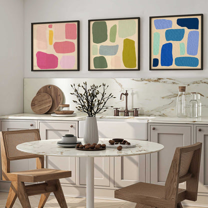 Colorful Abstract Pop Blocks Art Print, Set of 3