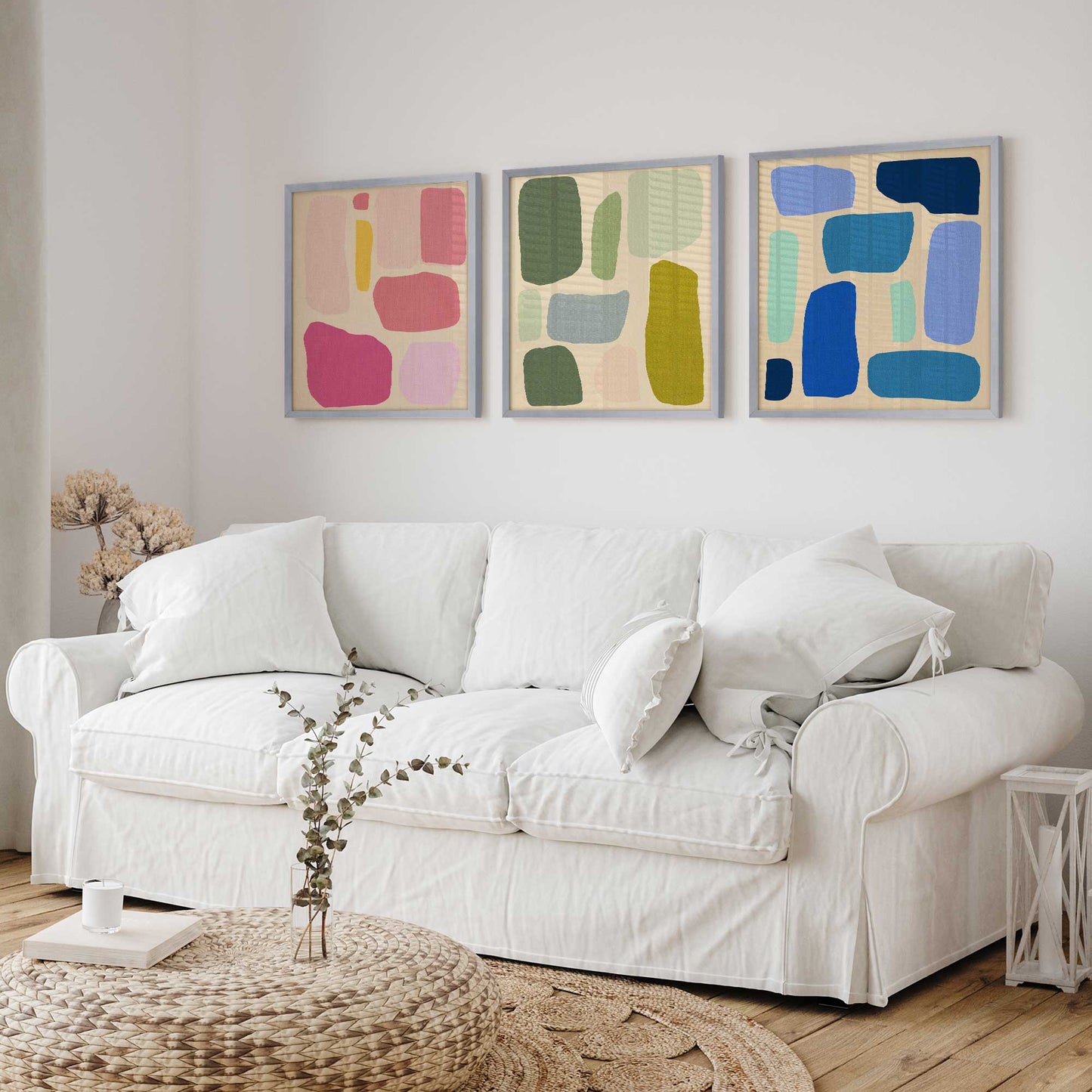 Colorful Abstract Pop Blocks Art Print, Set of 3