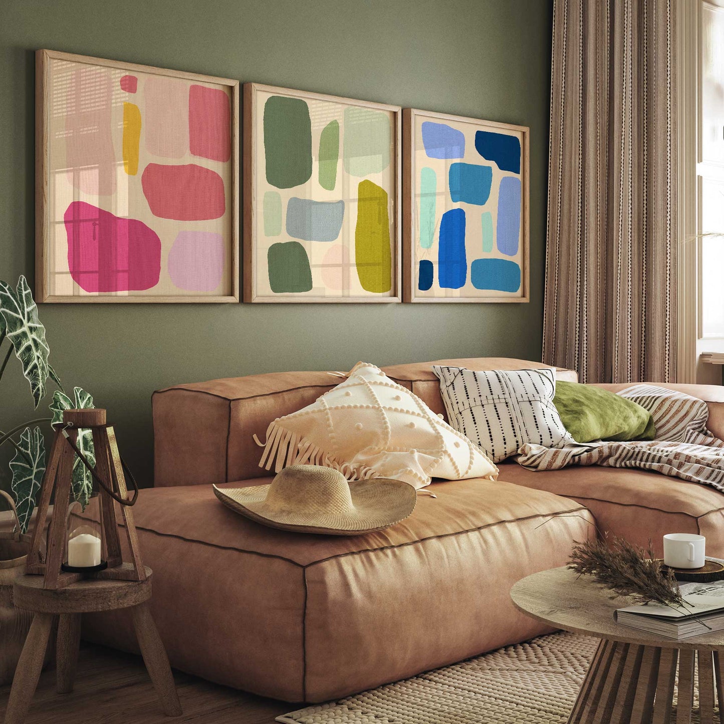 Colorful Abstract Pop Blocks Art Print, Set of 3