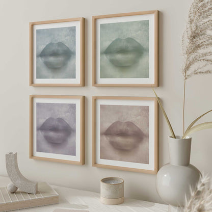 Colorful Kiss Lips Art Print, Set of 4