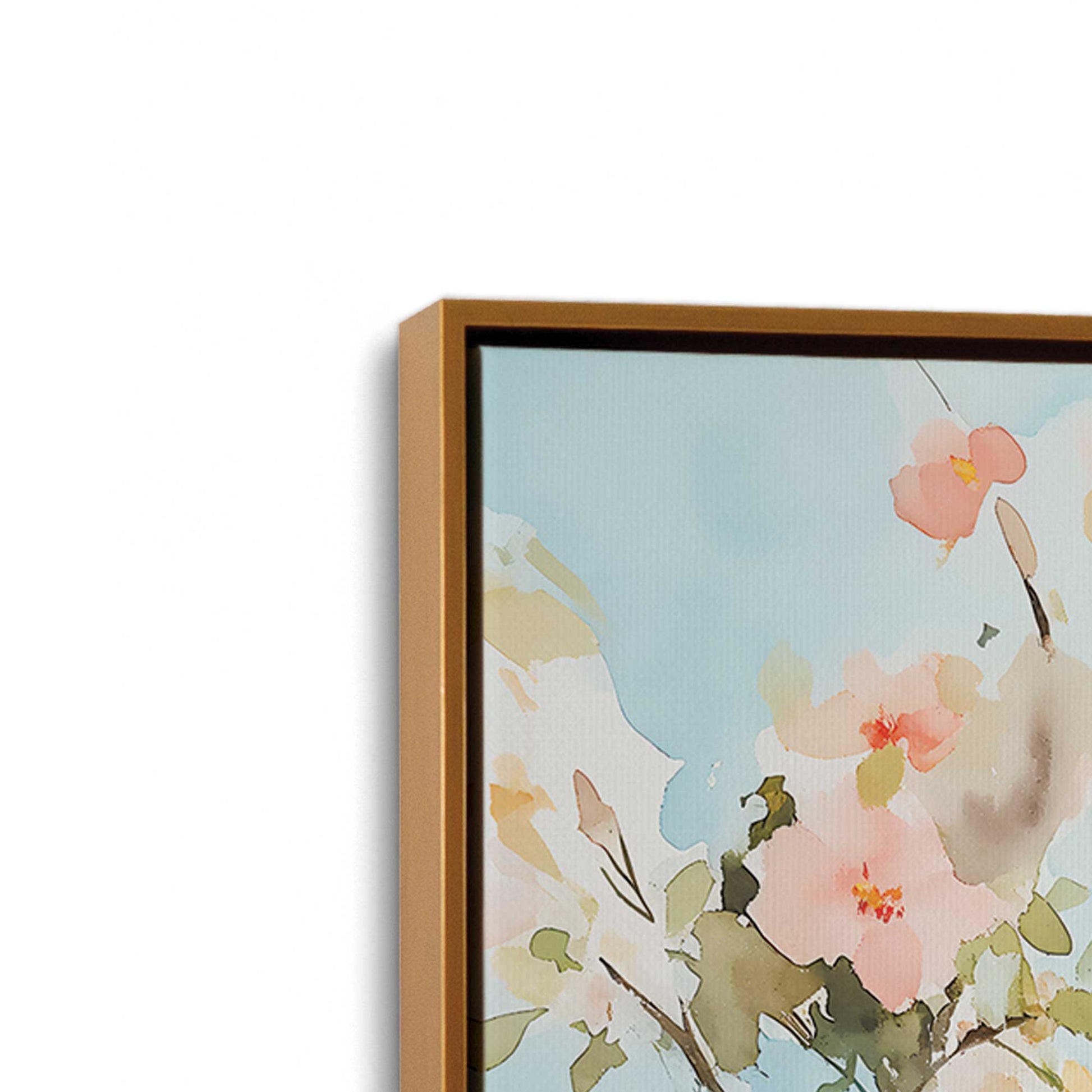 [Color:Polished Gold], Picture of art in a Polished Gold frame at an angle