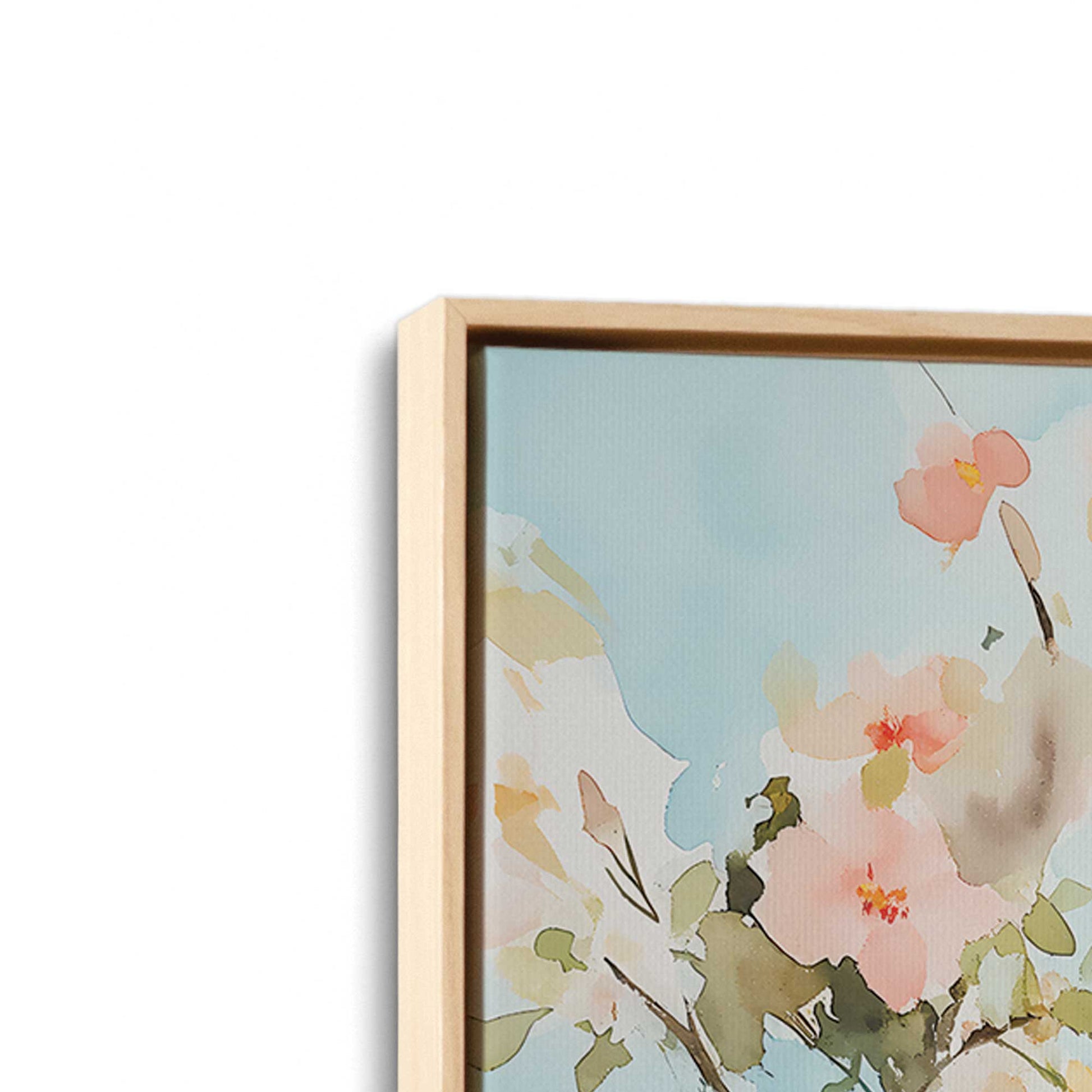 [Color:American Maple], Picture of art in a American Maple frame at an angle